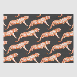 Moderne Trendy Bright Orange Tiger auf schwarz Seidenpapier