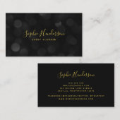 Moderne Trendy Calligraphy Dark Bokeh Lights Visitenkarte (Vorne/Hinten)