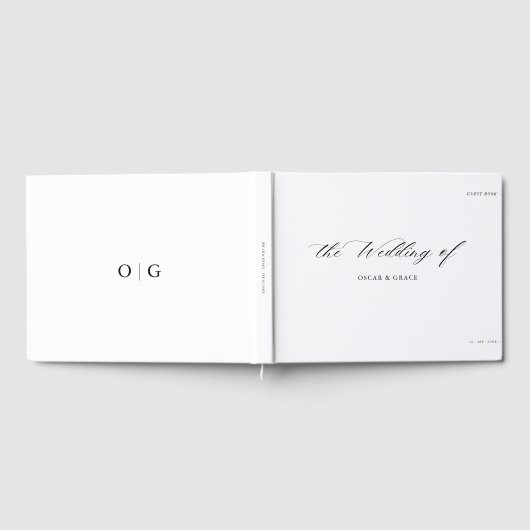 Moderne Trendy Calligraphy Minimal Stilvolle Hochz Gästebuch (Voll)