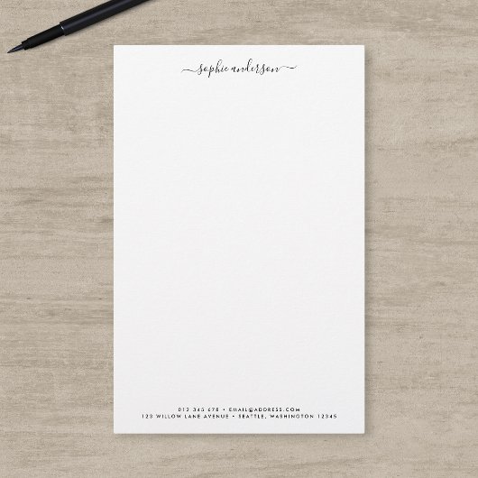 Moderne Trendy Calligraphy Script Personalisiert Briefpapier