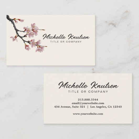 Moderne Trendy Cherry Blossom Baumzweig Visitenkarte (Vorne/Hinten)
