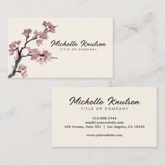 Moderne Trendy Cherry Blossom Baumzweig Visitenkarte (Vorne/Hinten)