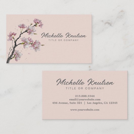 Moderne Trendy Cherry Blossom Baumzweig Visitenkarte (Vorne/Hinten)