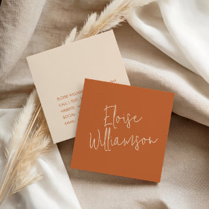 Moderne Trendy Chic Bold Calligraphy Orange Quadratische Visitenkarte