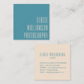 Moderne Trendy Chic Bold Typografy Aquamarin Blue Quadratische Visitenkarte (Vorne/Hinten)