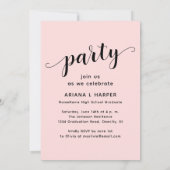 Moderne Trendy Chic Script Pink Graduation Party Einladung (Rückseite)