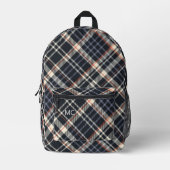 Moderne trendy Dark Karo Kariert Monogram Initis Bedruckter Rucksack (Vorderseite)