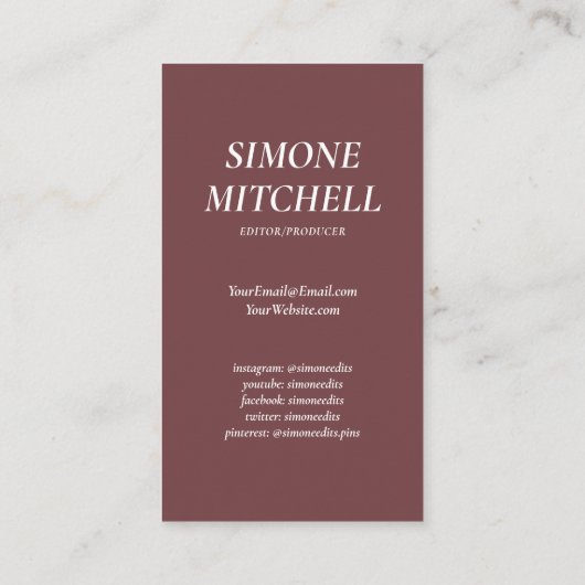 Moderne Trendy Earth Tone Social Media Beruflich Visitenkarte (Rückseite)