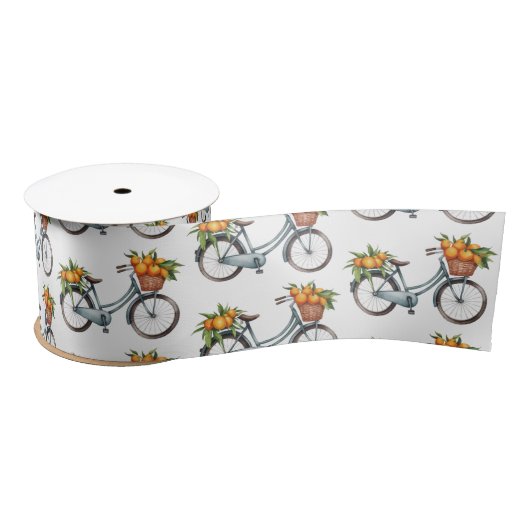 Moderne Trendy Fahrradfrucht orange Satinband (Spule)
