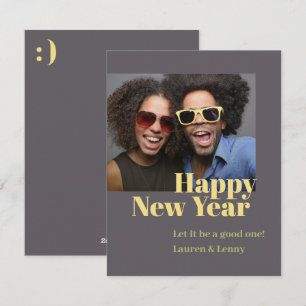 Moderne Trendy Fette Kohle Skript Foto Neujahr Feiertagskarte