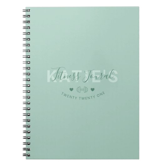 Moderne Trendy Fitness Journal Minze Green Notizblock (Vorderseite)