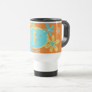 Moderne Trendy Floral Girly Typografy Monogram Reisebecher