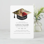 Moderne Trendy Foto Graduation Party Einladung (Stehend Vorderseite)