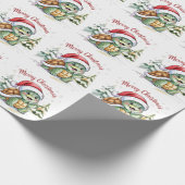 Moderne Trendy Frohe Weihnachtsschildkröte in Weih Geschenkpapier (Ecke)