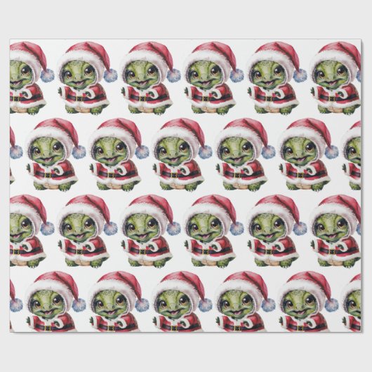 Moderne Trendy Frohe Weihnachtsschildkröte in Weih Geschenkpapier (Flach)