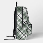 Moderne Trendy Green Karo Kariert Monogram Initial Bedruckter Rucksack (Links)
