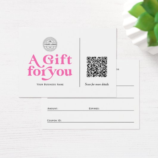 Moderne trendy Hot-Pink QR-Code-Geschenkkarten (Schreibtisch)