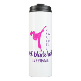 Moderne Trendy Karate Silhouette Girl Pink Martial Thermosbecher