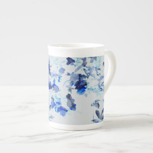 Moderne, trendy Kunst des Blumen-/Blumenmusters Porzellantasse (Vorderseite Rechts)