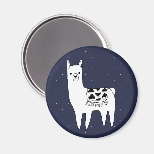 Moderne Trendy Lama Sketch & Swiss Dots Magnet (Vorderseite/Rückseite)