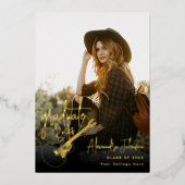 Moderne Trendy Lässig Foto Graduation Party Gold Folieneinladung (Vorderseite)