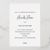 Moderne Trendy Lässig Foto Graduation Party Gold Folieneinladung (Rückseite)