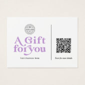 Moderne Trendy Lavendel QR Code Geschenkgutschein (Vorderseite)