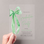 Moderne Trendy Lime Green Bow Graduation Party Acryleinladungen (Insitu (Handheld))