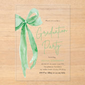 Moderne Trendy Lime Green Bow Graduation Party Acryleinladungen (Vorderseite)
