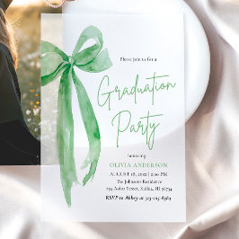 Moderne Trendy Lime Green Bow Graduation Party Pergament Einladungen