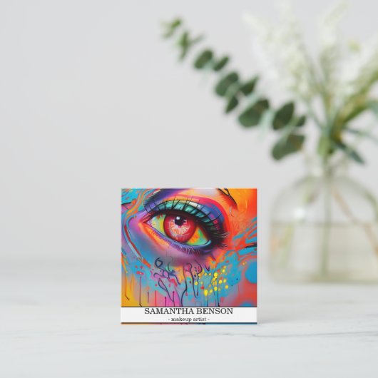 Moderne Trendy Makeup Artist Quadratische Visitenkarte (Stehend Vorderseite)