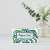 Moderne Trendy Makeup Artist Tropical Leaf Grüne Visitenkarte (Stehend Vorderseite)