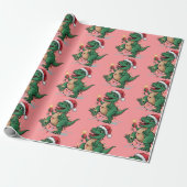 Moderne Trendy Merry Christmas Dinosaur Weihnachts Geschenkpapier (Ungerollt)