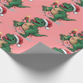 Moderne Trendy Merry Christmas Dinosaur Weihnachts Geschenkpapier (Ecke)