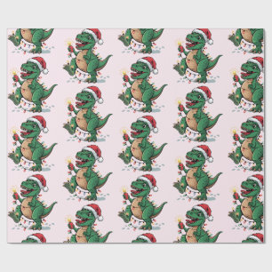Moderne Trendy Merry Christmas Dinosaur Weihnachts Geschenkpapier