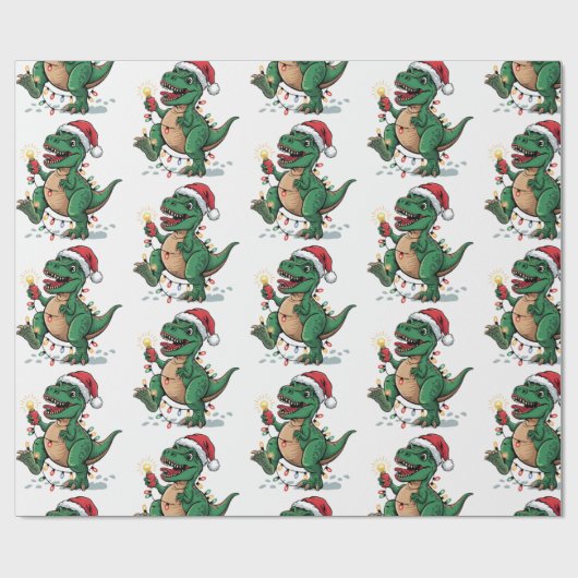 Moderne Trendy Merry Christmas Dinosaur Weihnachts Geschenkpapier (Flach)