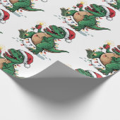 Moderne Trendy Merry Christmas Dinosaur Weihnachts Geschenkpapier (Ecke)