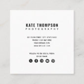 Moderne Trendy Minimal Foto QR Code Social Media Quadratische Visitenkarte (Rückseite)