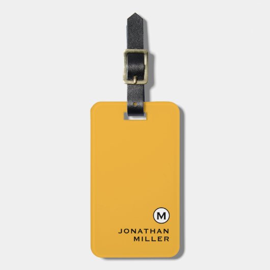 Moderne trendy Mustard Yellow Monogram Gepäckanhänger (Vorderseite vertikal)