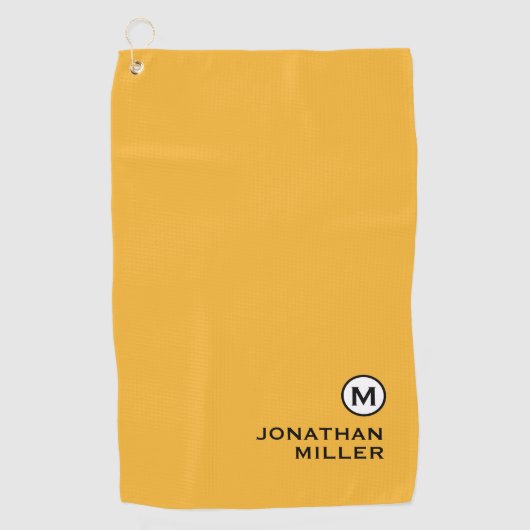 Moderne trendy Mustard Yellow Monogram Golfhandtuch (Vorderseite)