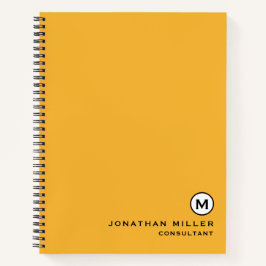 Moderne trendy Mustard Yellow Monogram Hardcover Notizblock
