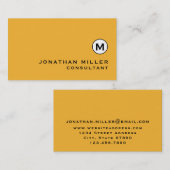 Moderne trendy Mustard Yellow Monogram Visitenkarte (Vorne/Hinten)