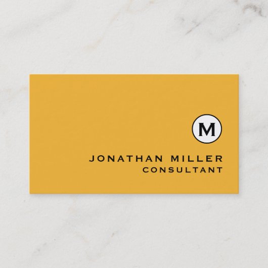 Moderne trendy Mustard Yellow Monogram Visitenkarte (Vorderseite)