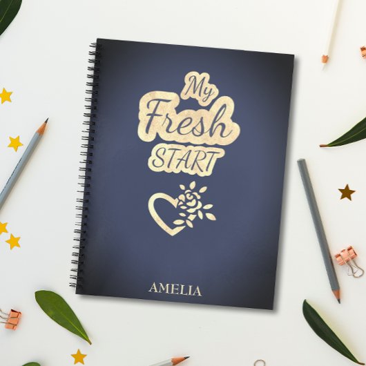 Moderne Trendy My Fresh Start Navy Blue und Beige Notizblock