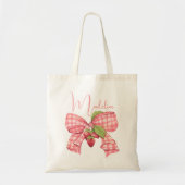 Moderne Trendy Niedlich Pink Bow & Strawberry Tragetasche (Vorne)