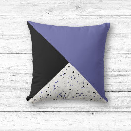 Moderne Trendy Periwinkle Black Terrazzo Kissen