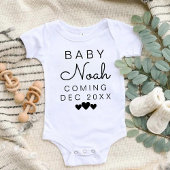 Moderne Trendy Personalisiert Nachname Ankündigung Baby Strampler
