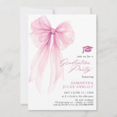 Moderne Trendy Pink Bow Graduation Party Einladung (Vorderseite)