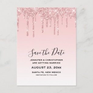 Moderne Trendy Pink-farbene Faux-Glitter Save-the- Postkarte