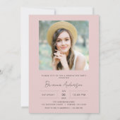 Moderne Trendy Pink Foto Graduation Party Einladung (Rückseite)
